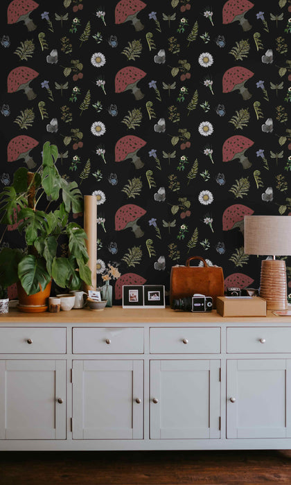 Mushroom Forest Wallpaper - Peel and Stick Wallpaper - Fall Flat Panels