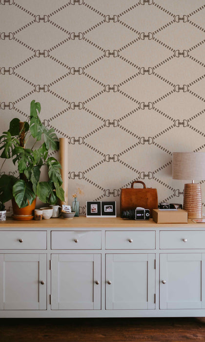 Horsebit Monogram Wallpaper LARGE - Peel and Stick Wallpaper - Fall Flat Panels