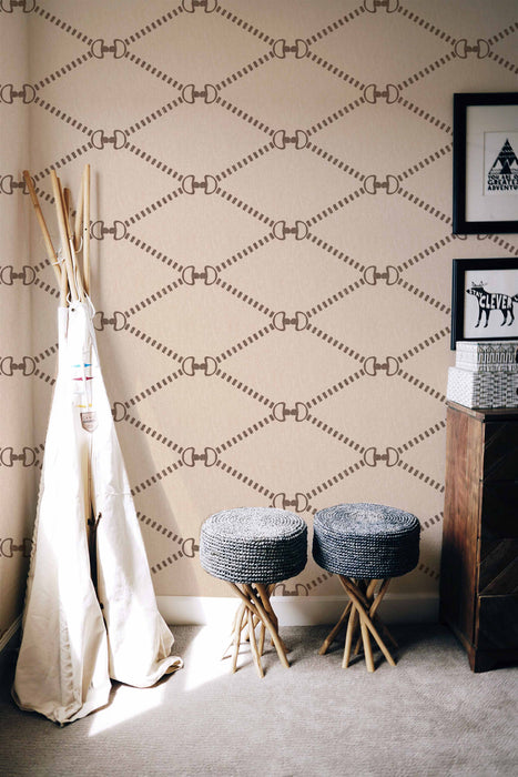 Horsebit Monogram Wallpaper LARGE - Peel and Stick Wallpaper - Fall Flat Panels