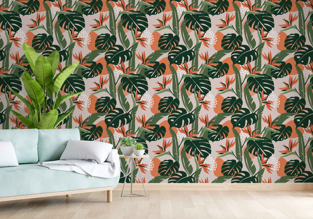 Tropical Palm Wallpaper - Peel and Stick Wallpaper - Fall Flat Panels