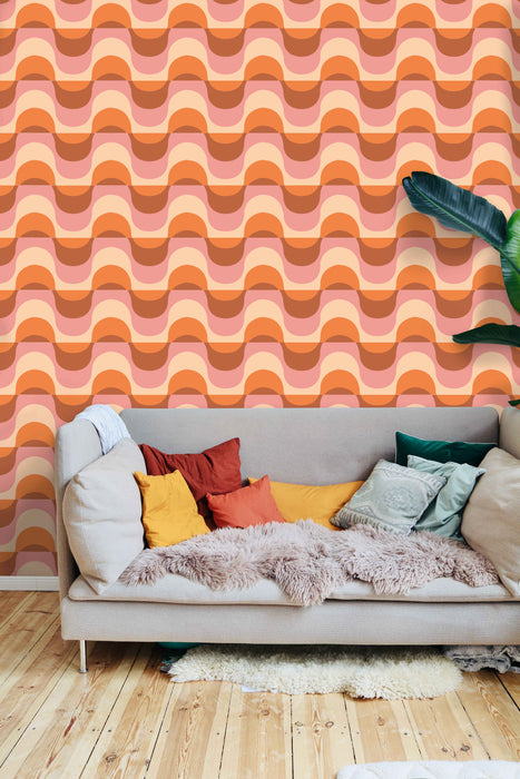 Retro Wave Wallpaper - Peel and Stick Wallpaper - Fall Flat Panels