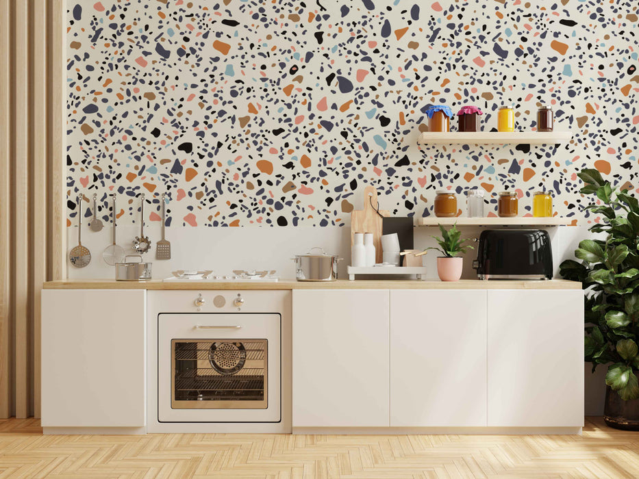 Terrazzo Tile LARGE Wallpaper - Peel and Stick Wallpaper - Fall Flat Panels