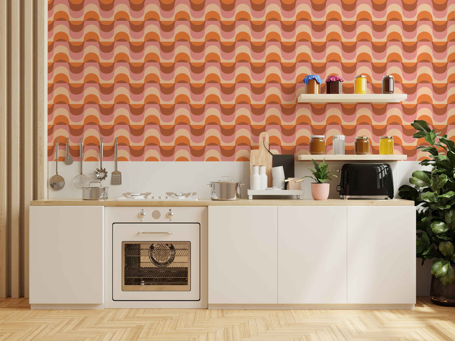 Retro Wave Wallpaper - Peel and Stick Wallpaper - Fall Flat Panels
