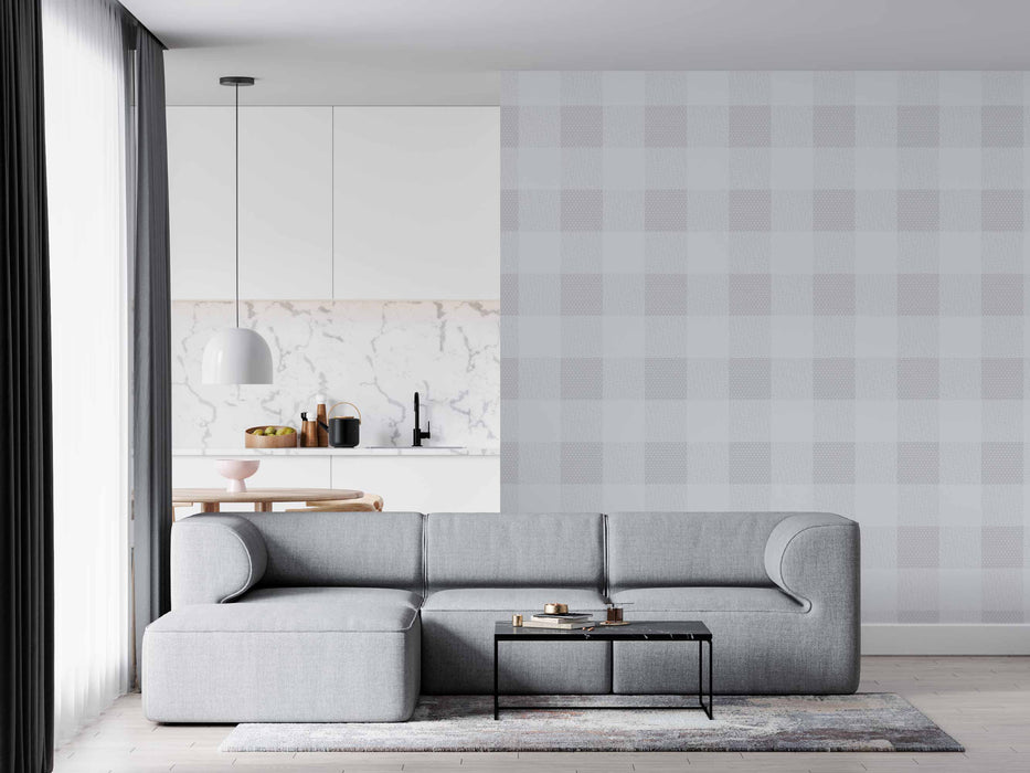 Gingham Gray Small Wallpaper - Peel and Stick Wallpaper - Fall Flat Panels