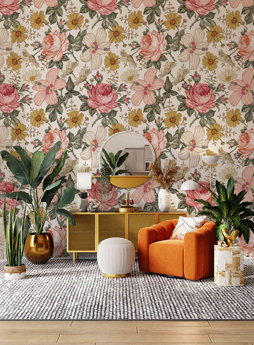 Madera Floral Wallpaper - Peel and Stick Wallpaper - Fall Flat Panels