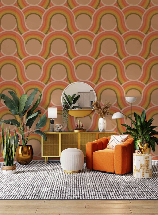 Retro Wobble Wallpaper - Peel and Stick Wallpaper - Fall Flat Panels