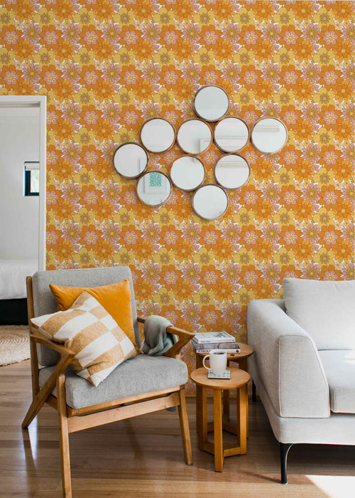 Bold Retro Wallpaper - Peel and Stick Wallpaper - Fall Flat Easy Install Panels