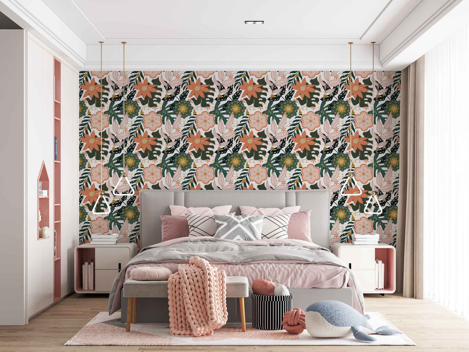 Exotic Mandala Floral Wallpaper - Peel and Stick Wallpaper - Easy Fall Flat Panels
