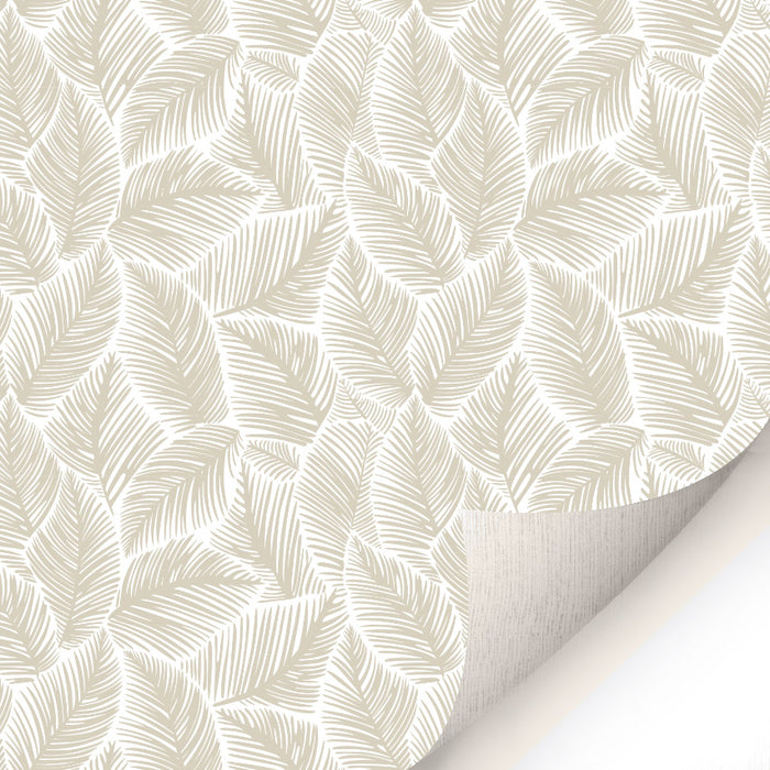 Allegra Leaf White and Beige Wallpaper - Peel and Stick Wallpaper - Fall Flat Easy Panels