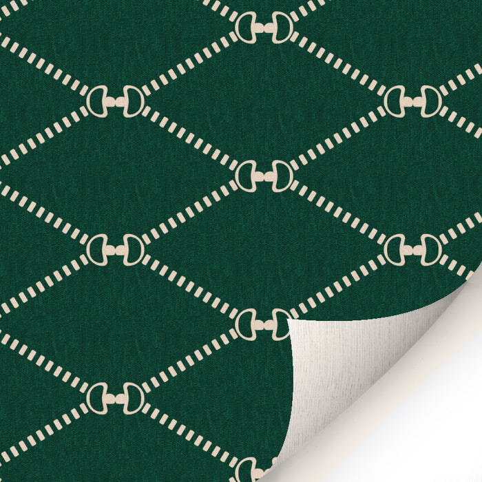 Horsebit Monogram Wallpaper Green LARGE - Peel and Stick Wallpaper - Fall Flat Panels