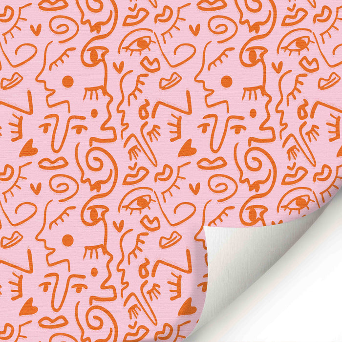 Scribble Face Wallpaper - Peel and Stick Wallpaper - Fall Flat Panels