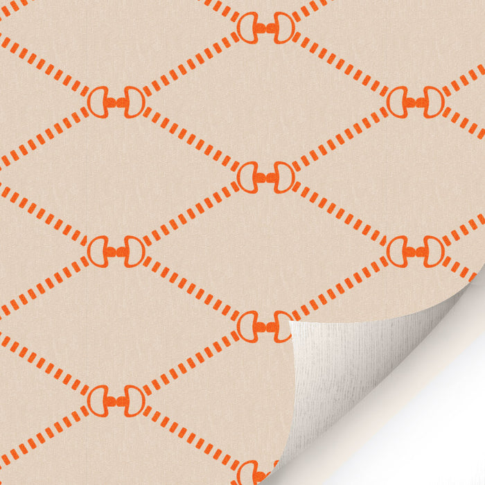 Horsebit Monogram Wallpaper Tangerine LARGE - Peel and Stick Wallpaper - Fall Flat Panels