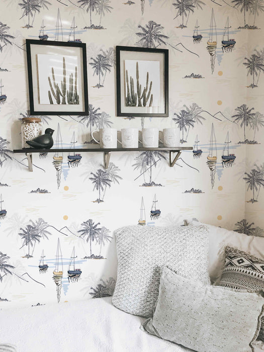 Bahamarama Wallpaper - Peel and Stick Wallpaper - Fall Flat Easy Panels
